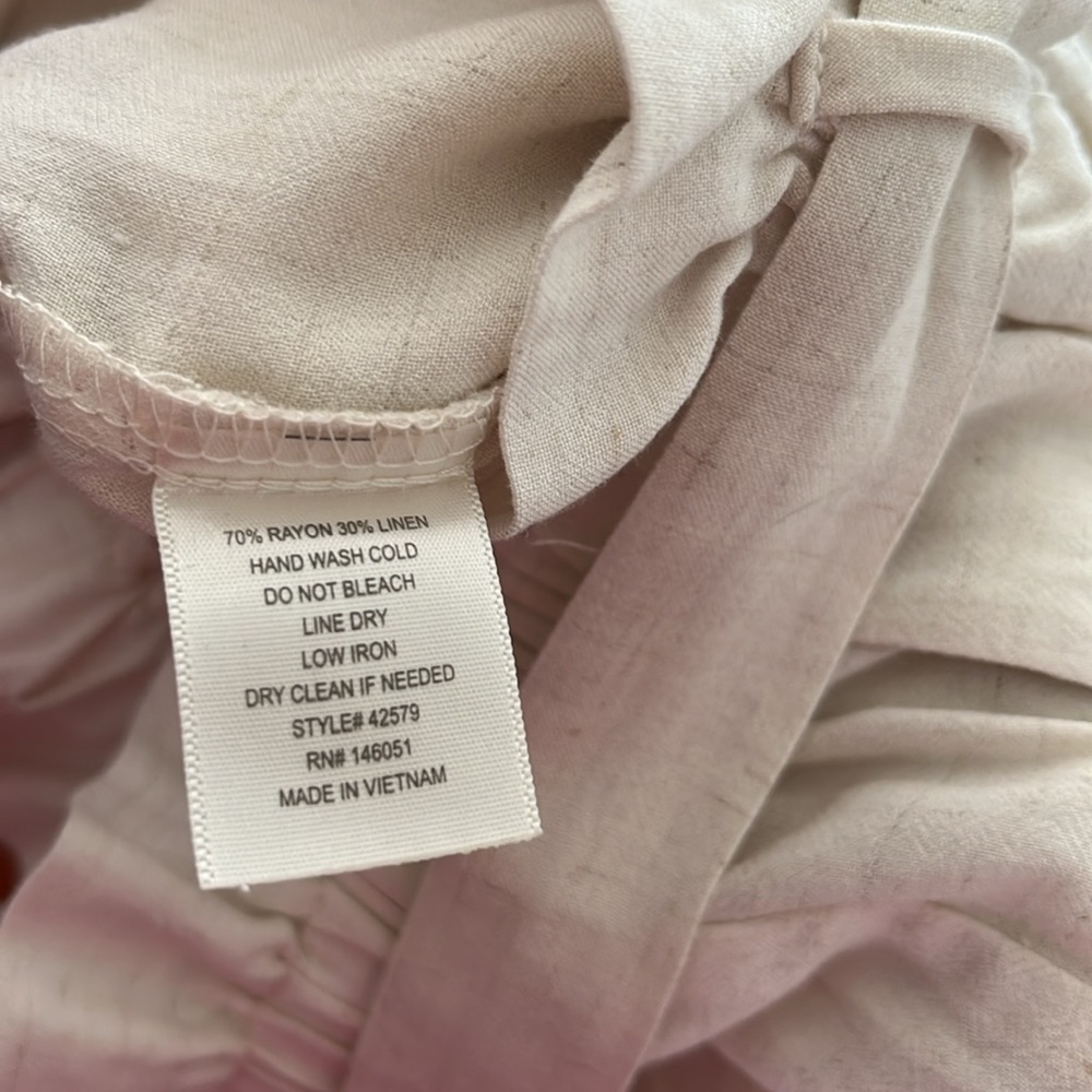 Monteau  Pants Linen paper bag  high waisted  wide leg  match belt  Size M NWOT - Picture 9 of 10